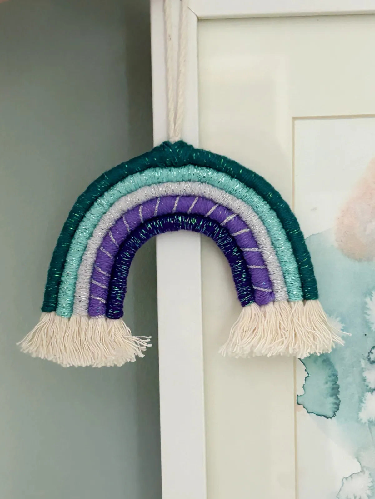 mermaid fiber arts hanging rainbow