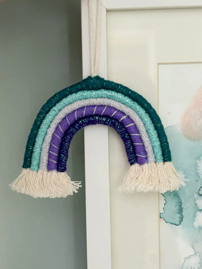 mermaid fiber arts hanging rainbow