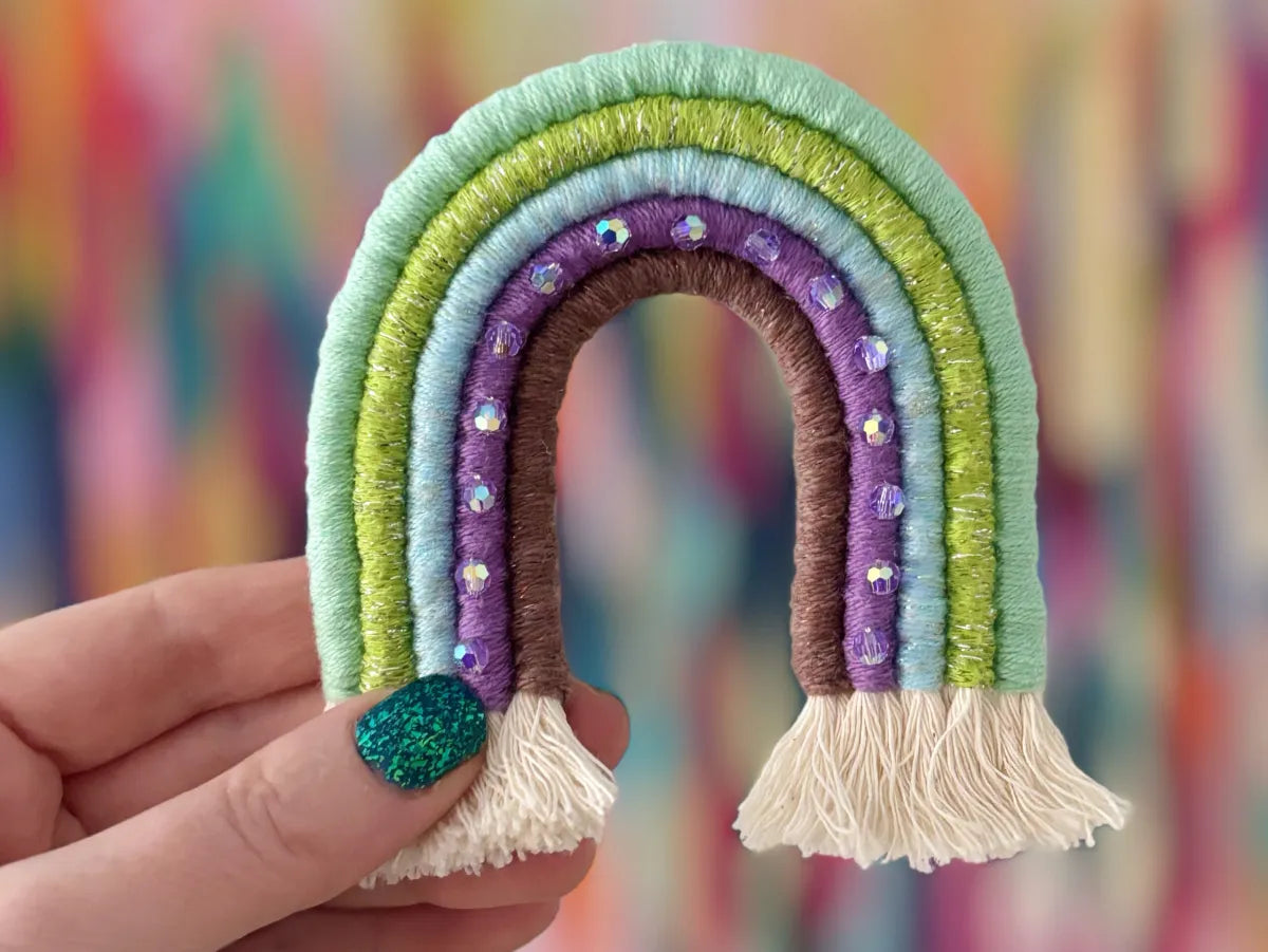 spring rainbow fiber art decor