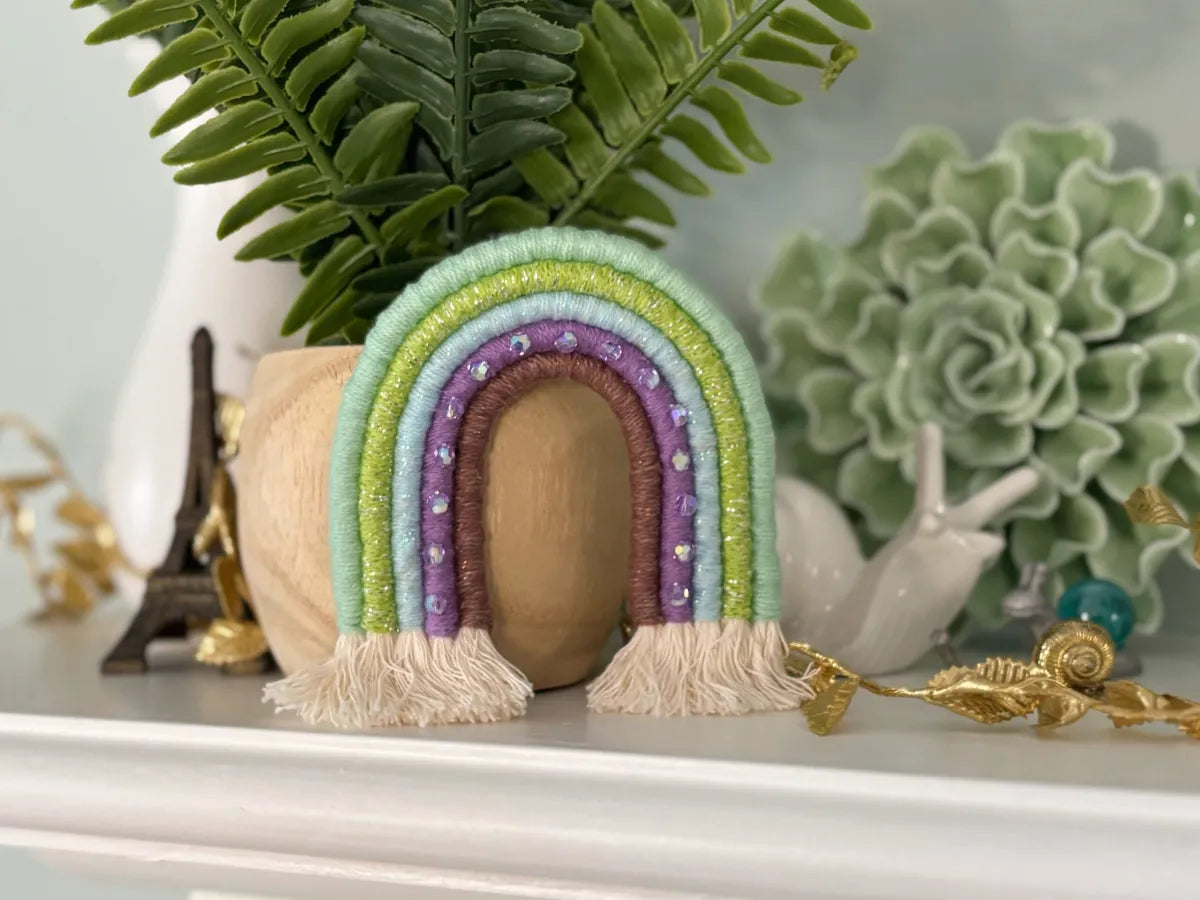 spring rainbow fiber art decor