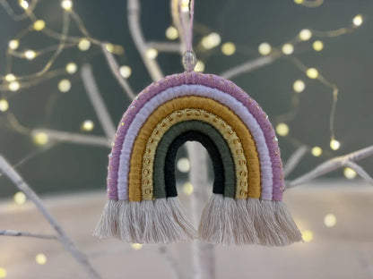 flower-inspired fiber arts hanging rainbow