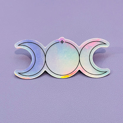 Holographic 3" Triple Moon Goddess Vinyl Sticker