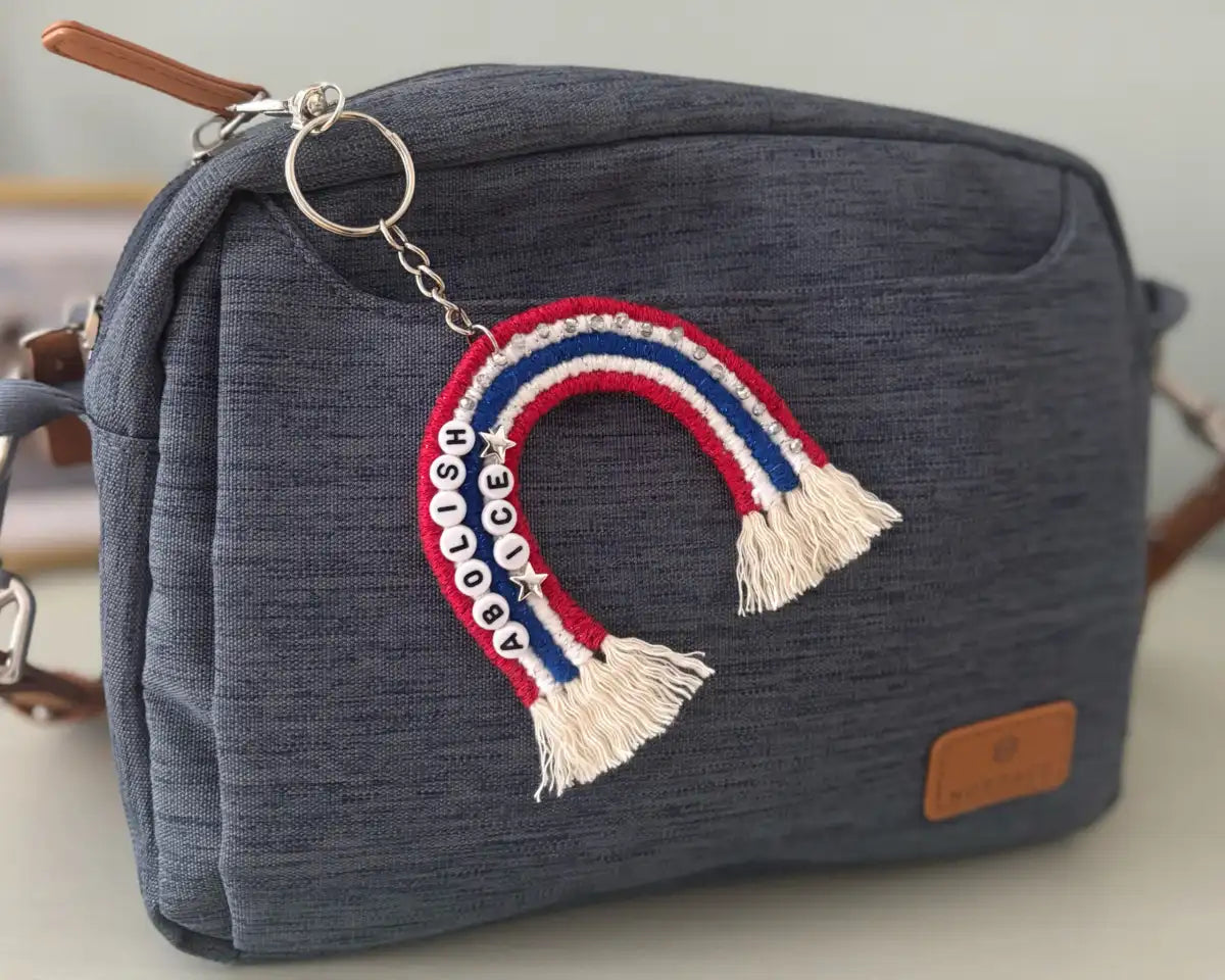 abolish ice fiber arts rainbow bag charm (Copy)