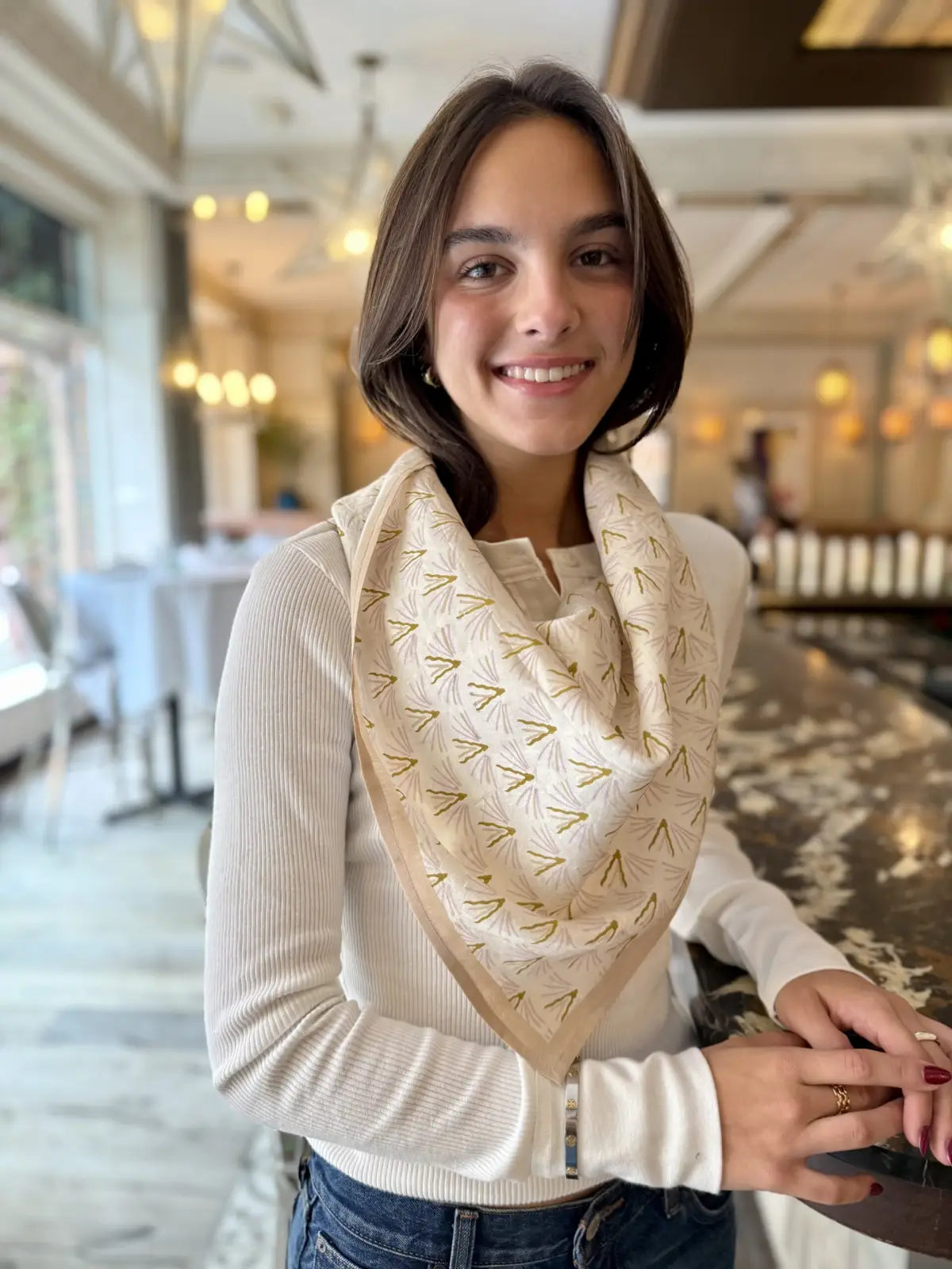 Ivory Blackbuck Peace Silk Square Scarf