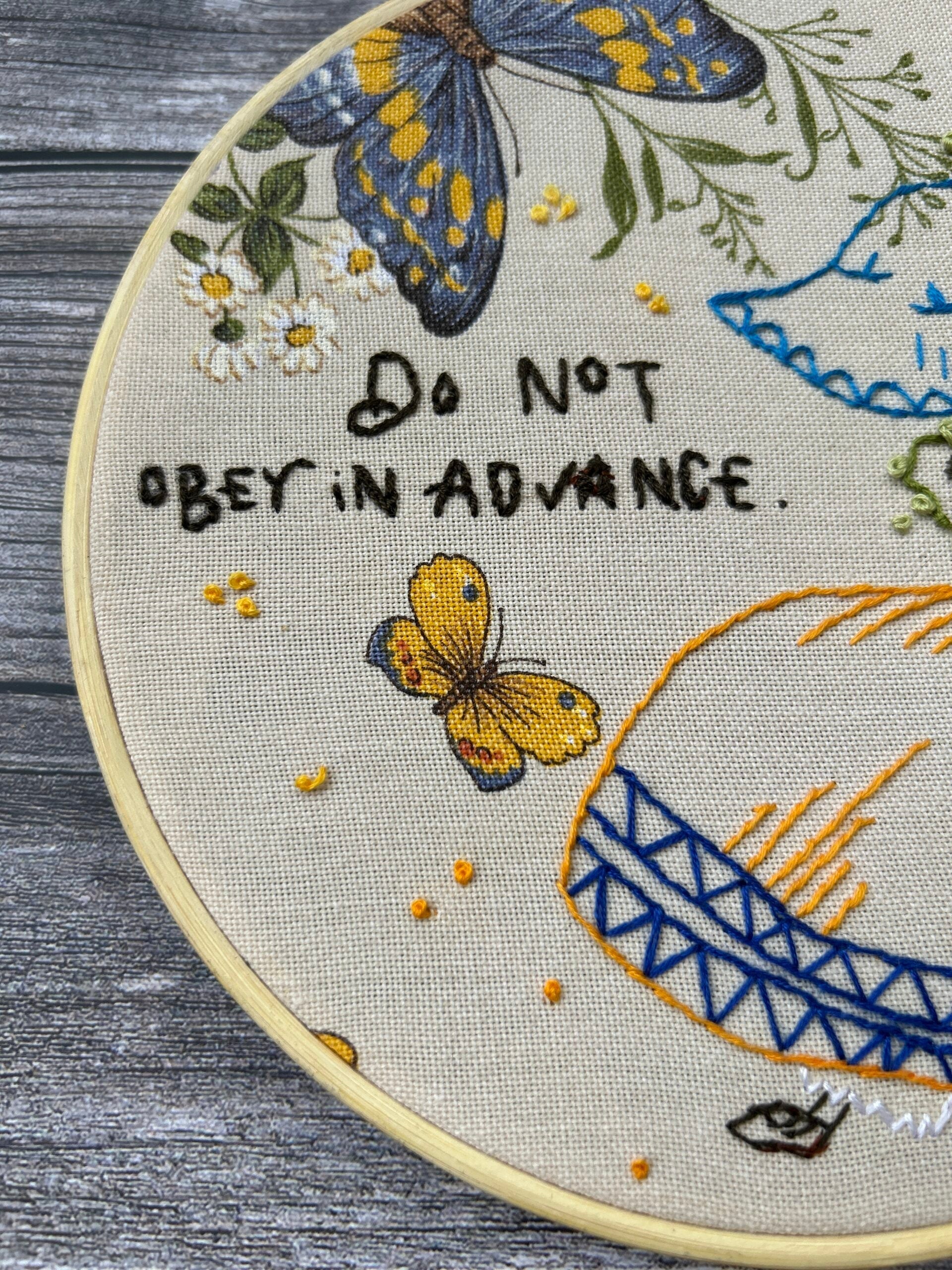 Hand Embroidery: Do Not Obey In Advance