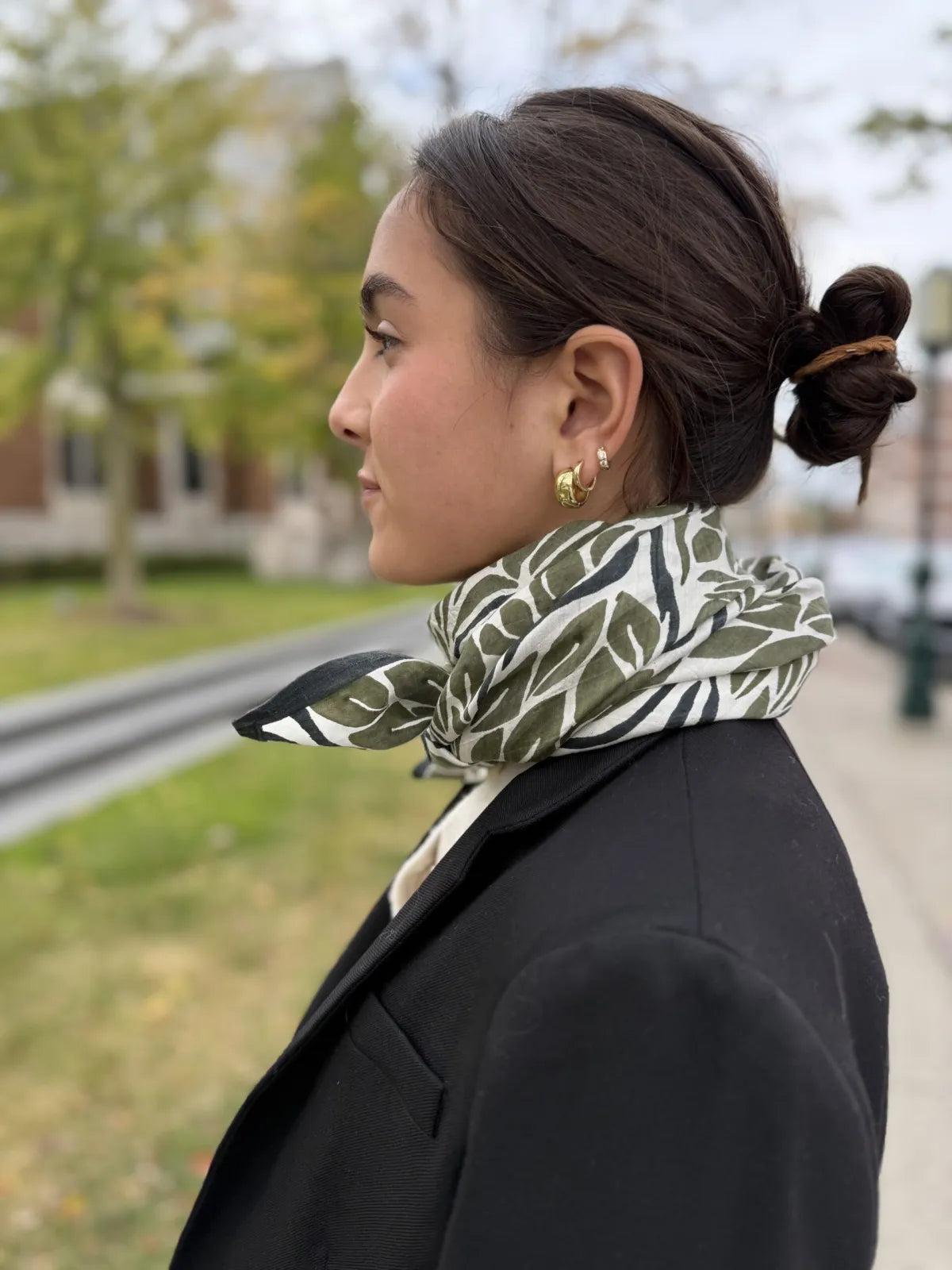 Olive Snake Peace Silk Square Scarf