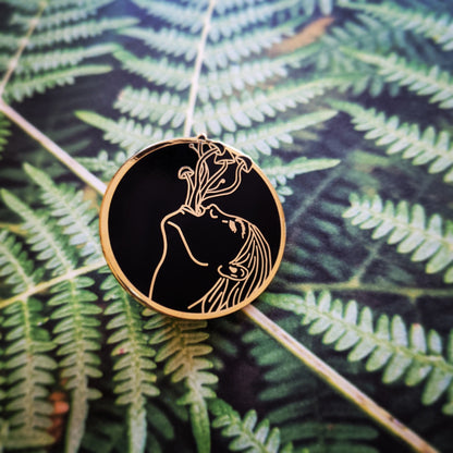 What Grows Inside hard enamel pin (monochrome version)