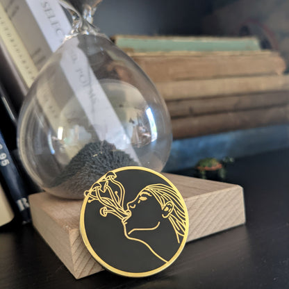 What Grows Inside hard enamel pin (monochrome version)