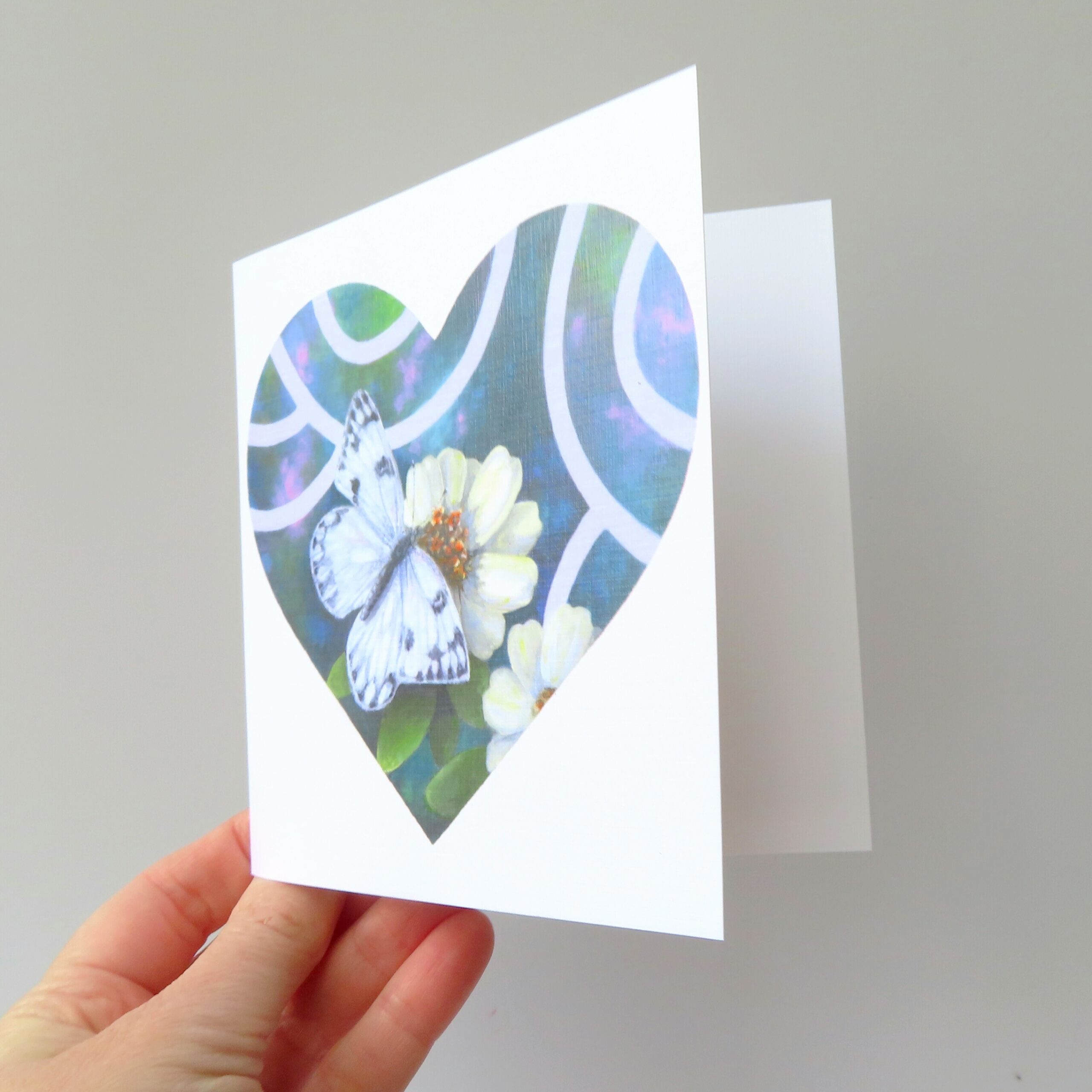 Checkered White Butterfly Stationery Cards - 3 pack