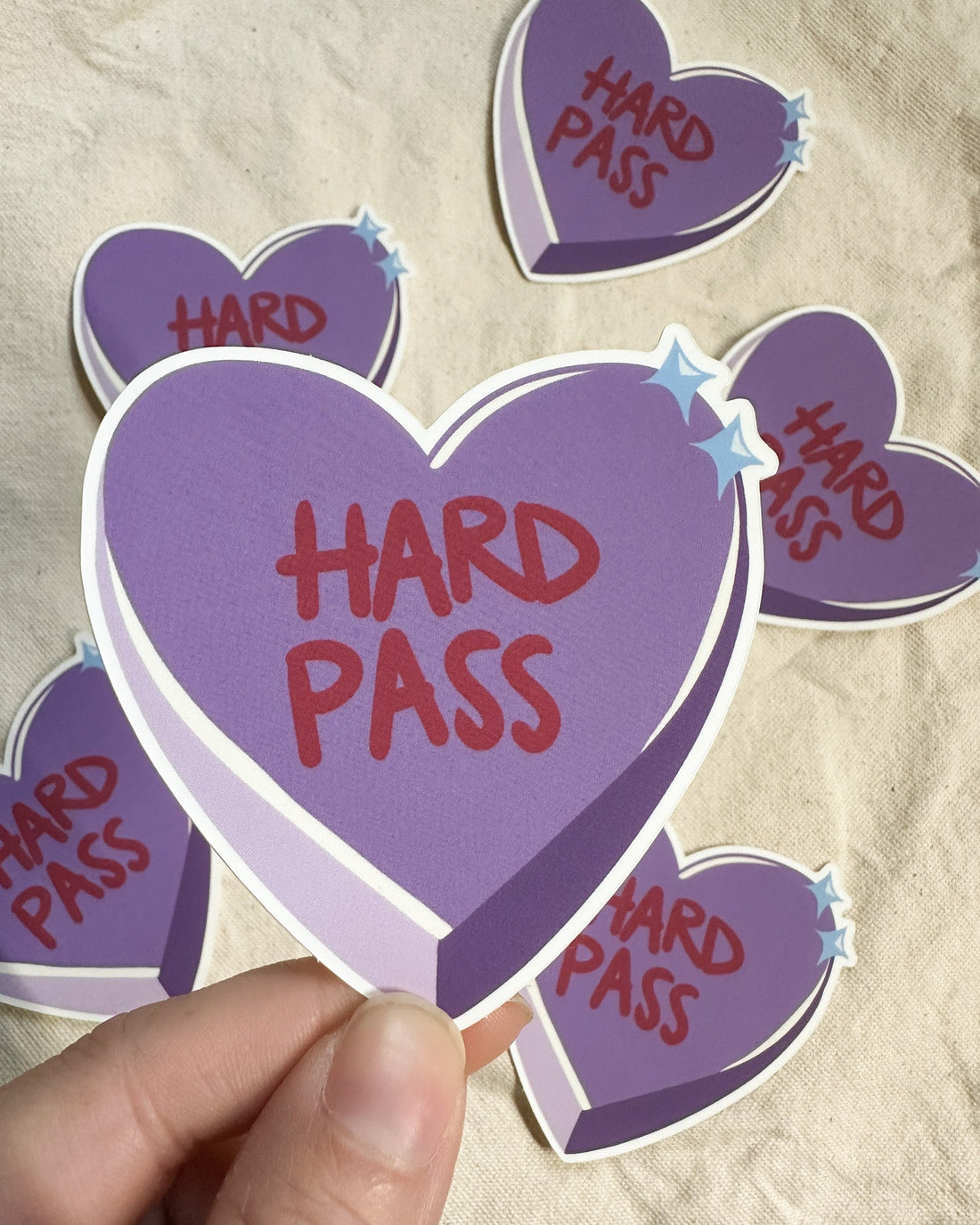 "Hard Pass" Conversation Heart Sticker (Matte)
