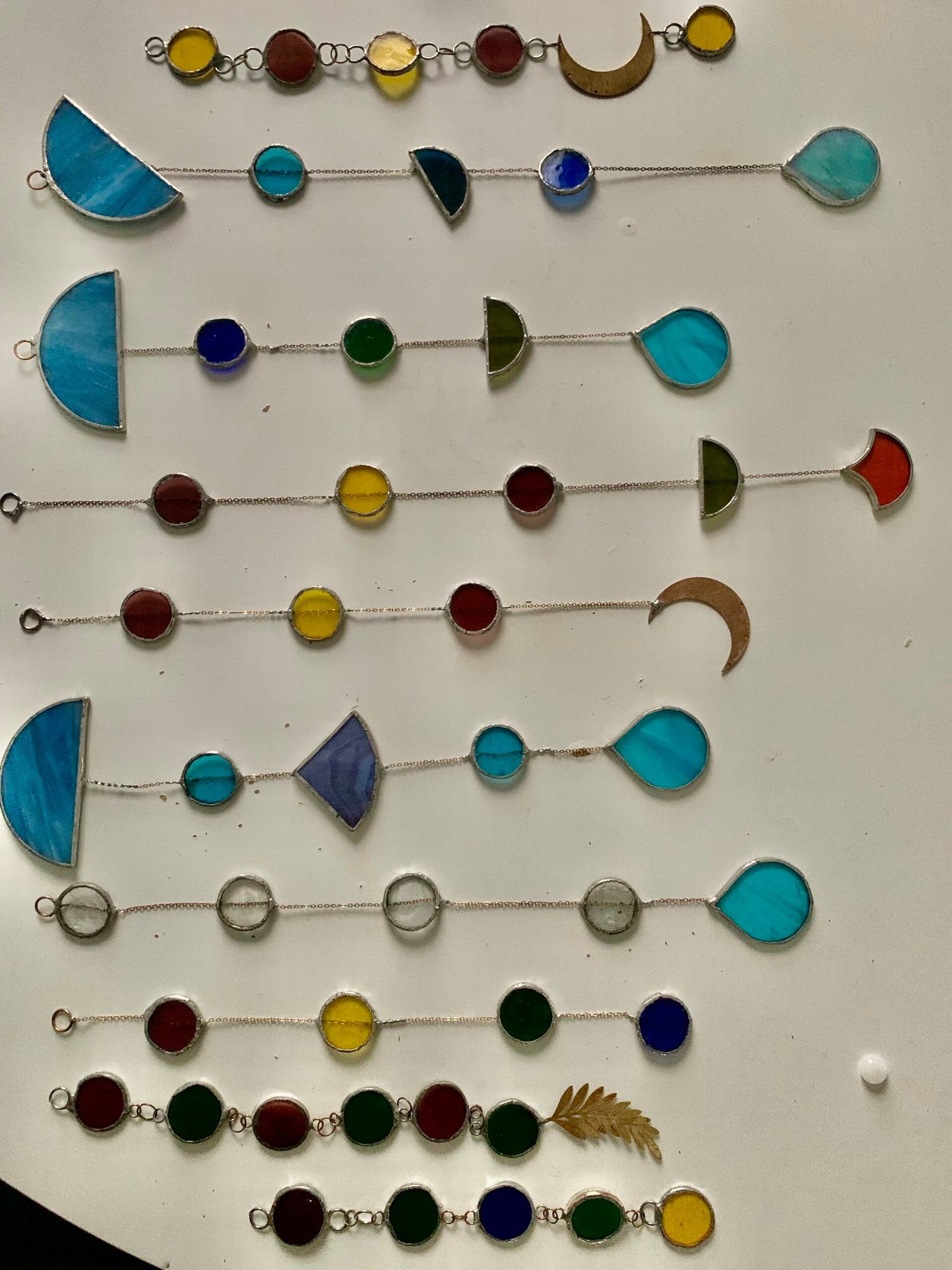Stained glass mobiles multicolored