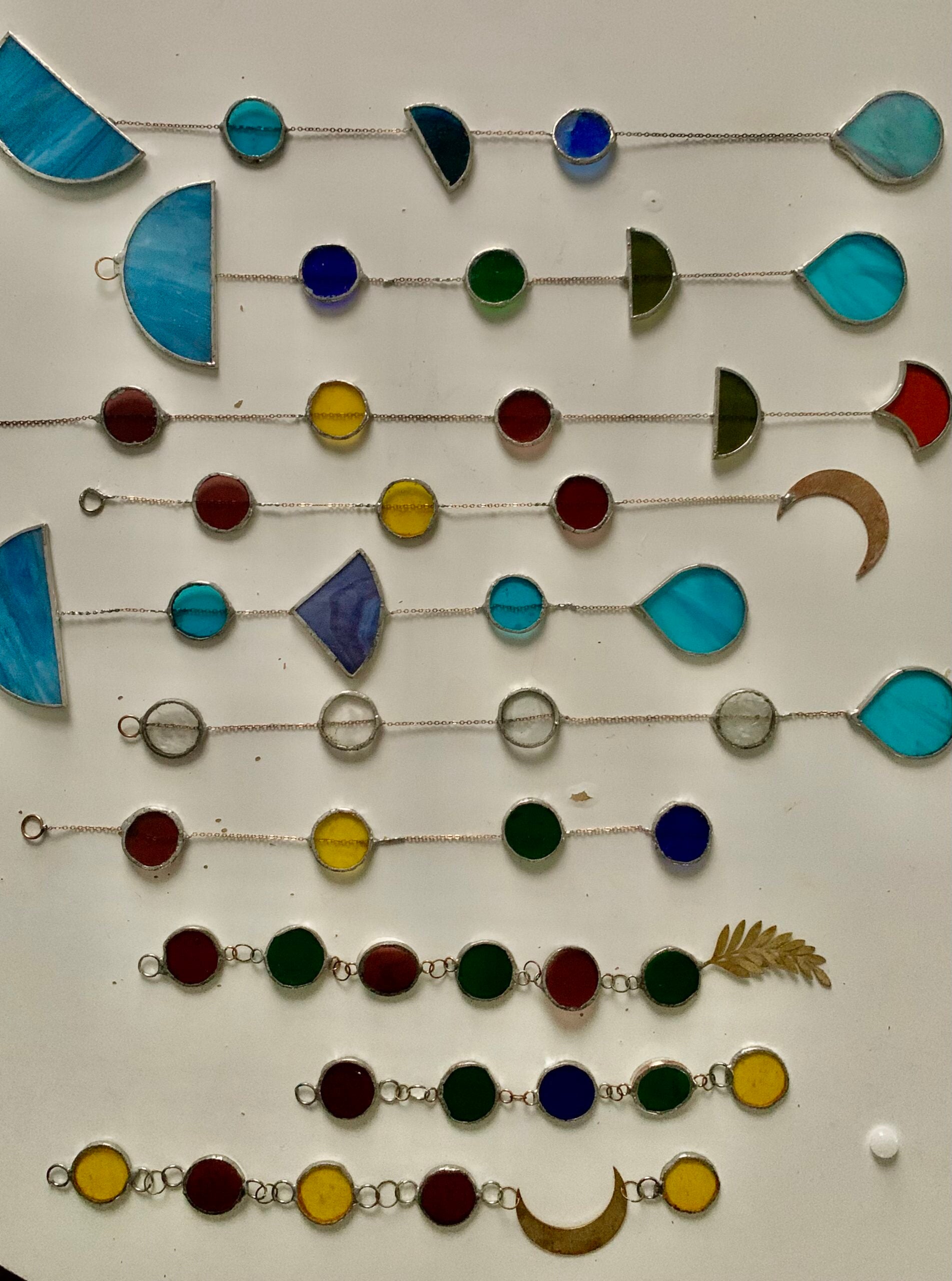 Stained glass mobiles multicolored