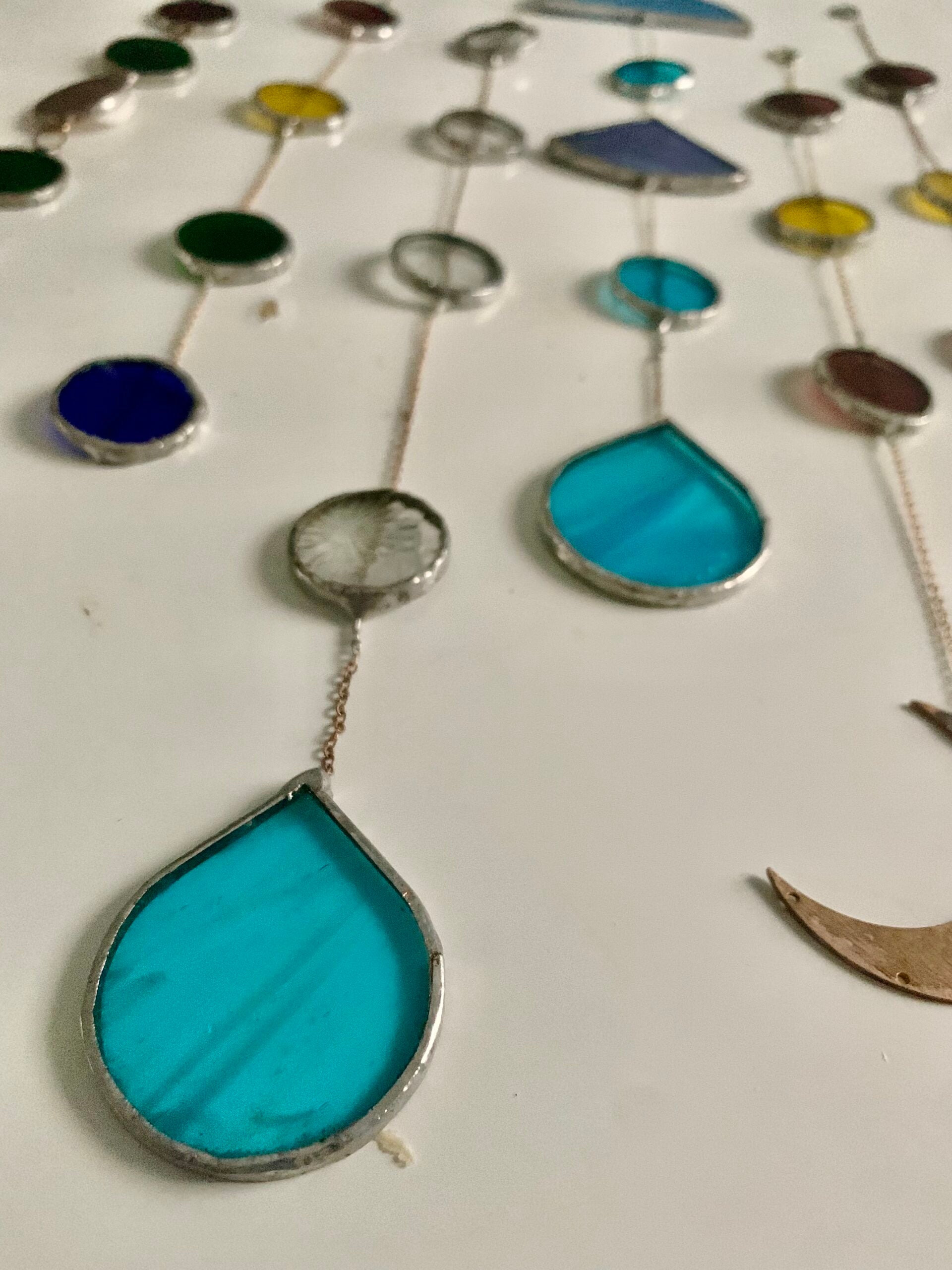 Stained glass mobiles multicolored