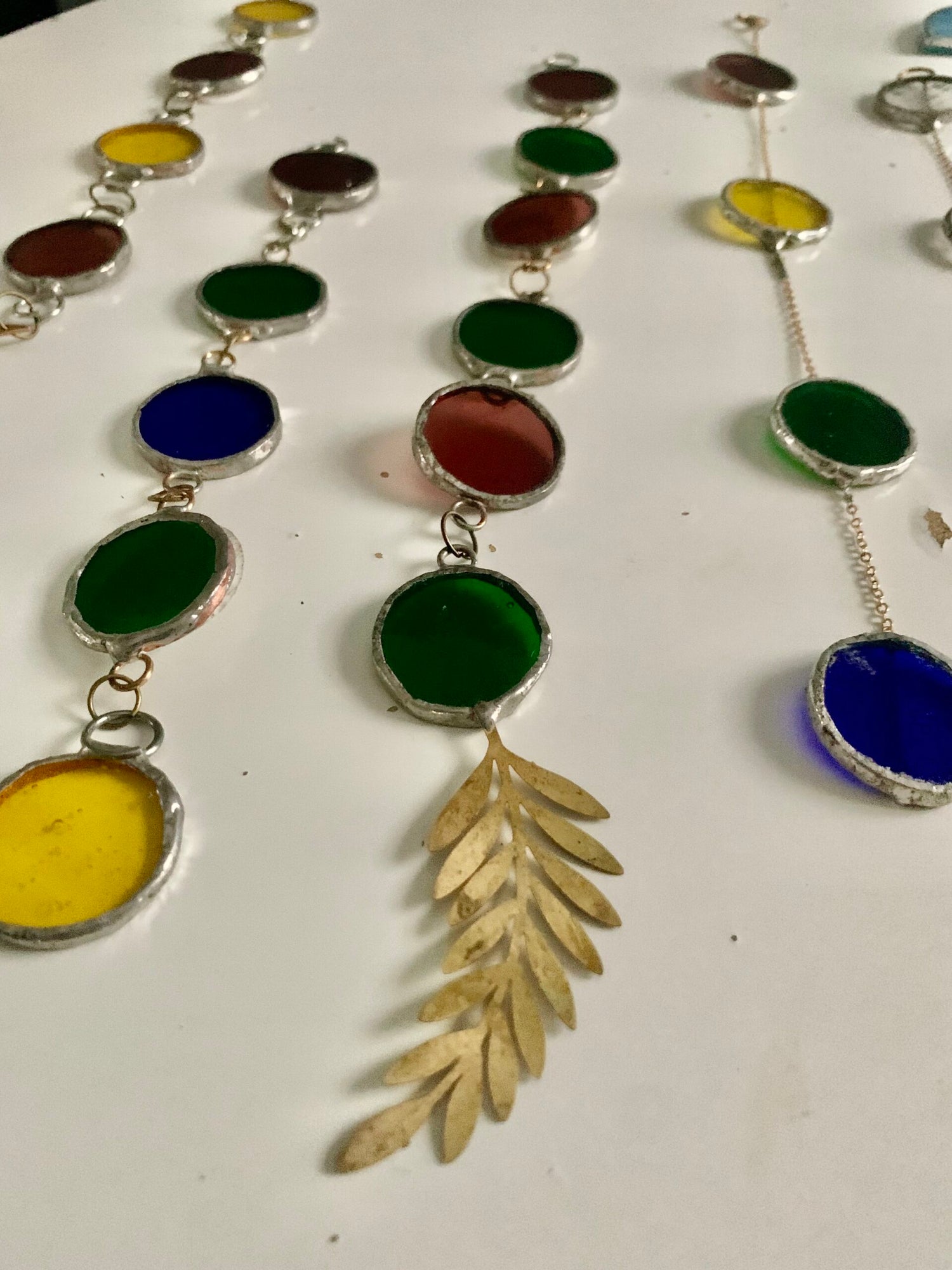 Stained glass mobiles multicolored