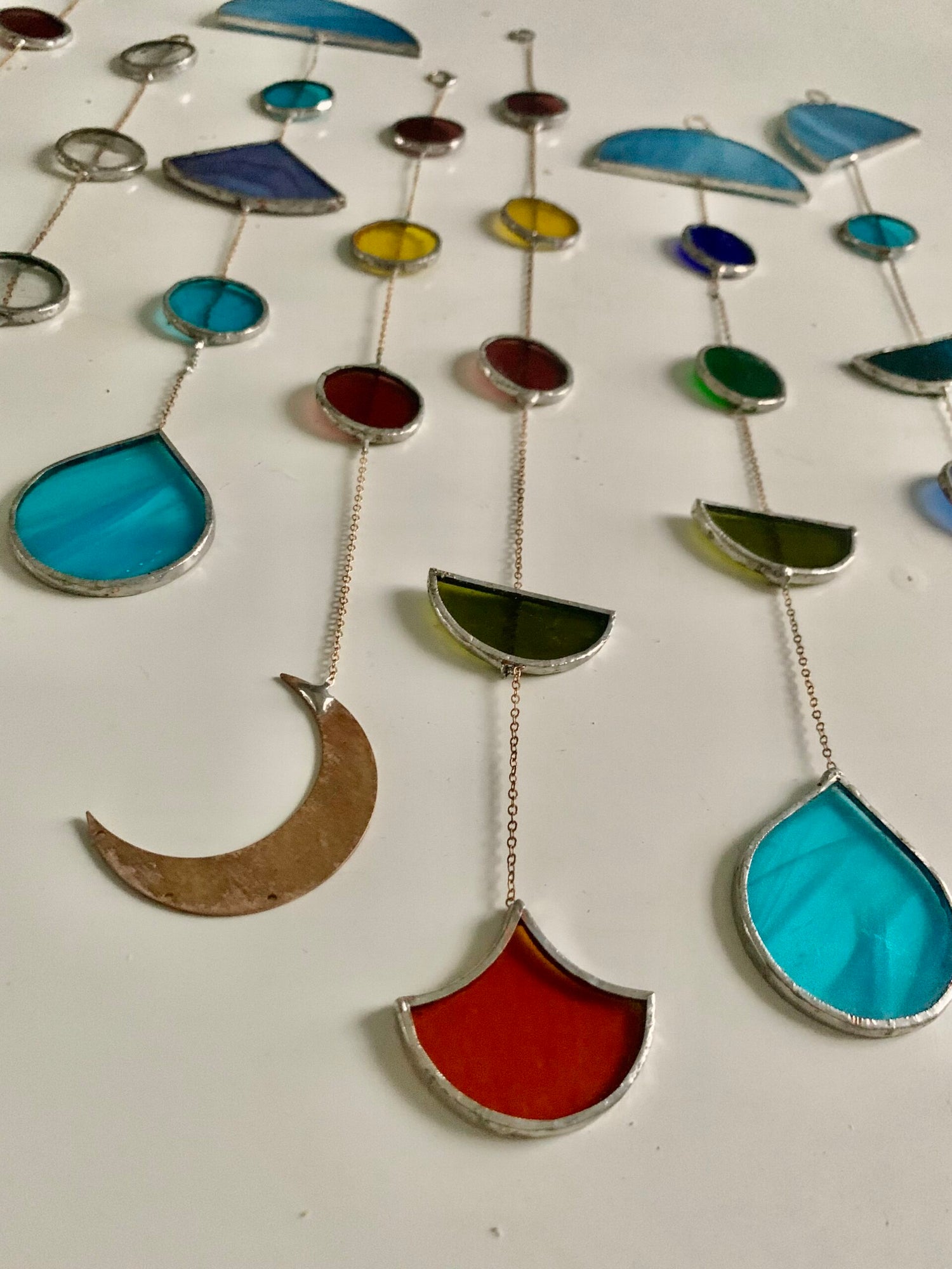 Stained glass mobiles multicolored