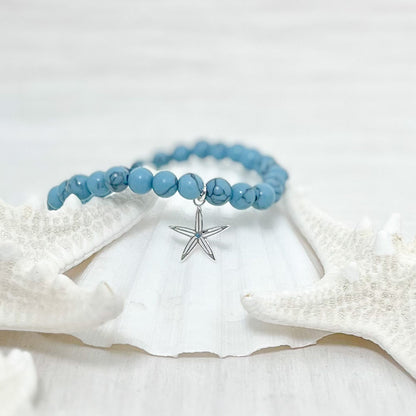 sea bright sea star turquoise stretch bracelet gold