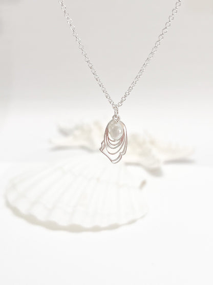 narragansett pearl and oyster necklace - silver