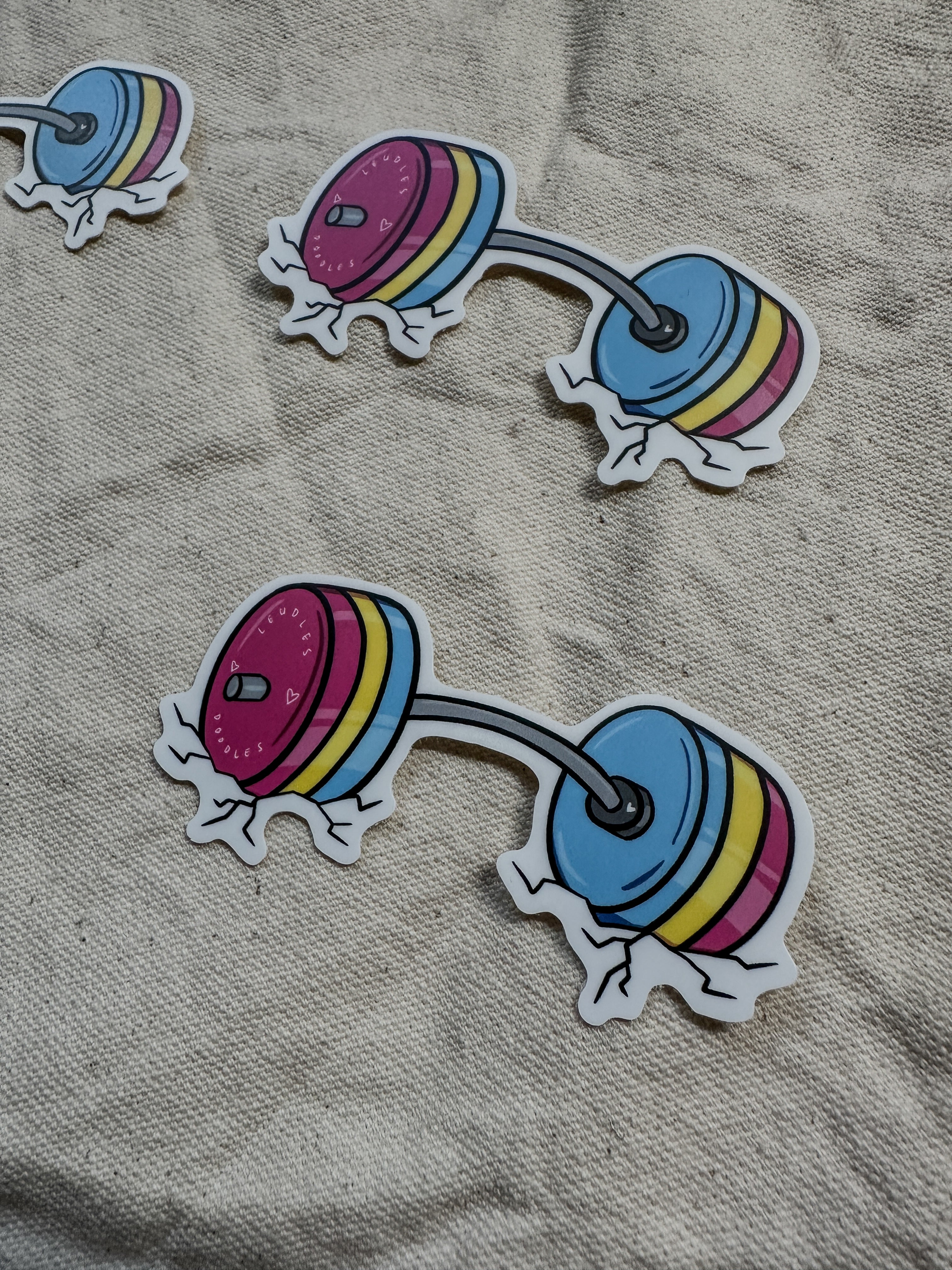 Pansexual Subtle Pride Barbell Stickers (Matte)