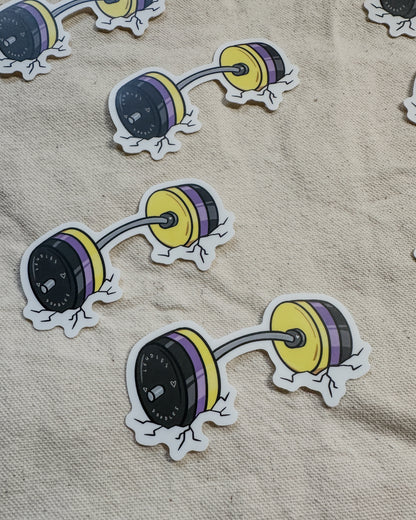 Nonbinary Subtle Pride Barbell Stickers (Matte)