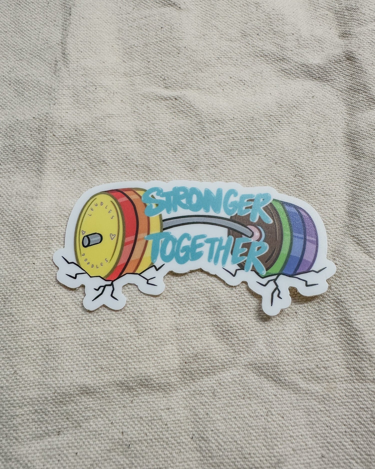 Stronger Together Subtle Pride Barbell Sticker (Matte)