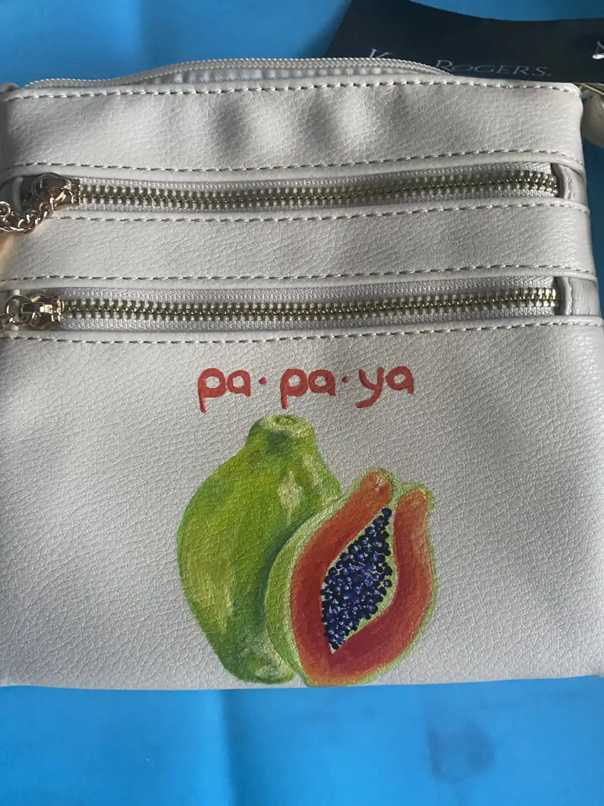 Tropical painted purse: "Man.Go &amp;amp; Pa.Pa.Ya"