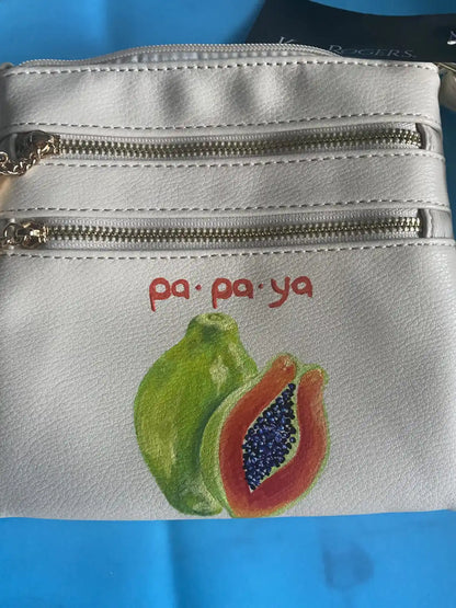 Tropical painted purse: "Man.Go &amp;amp; Pa.Pa.Ya"