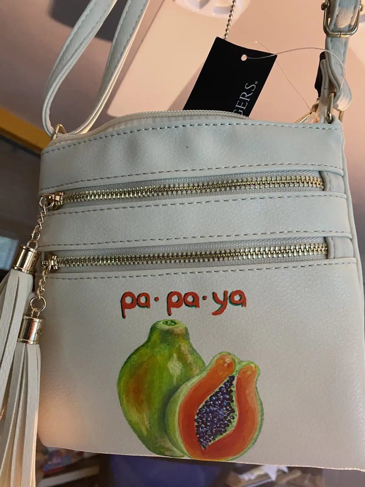 Tropical painted purse: "Man.Go &amp;amp; Pa.Pa.Ya"