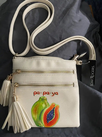 Tropical painted purse: "Man.Go &amp;amp; Pa.Pa.Ya"
