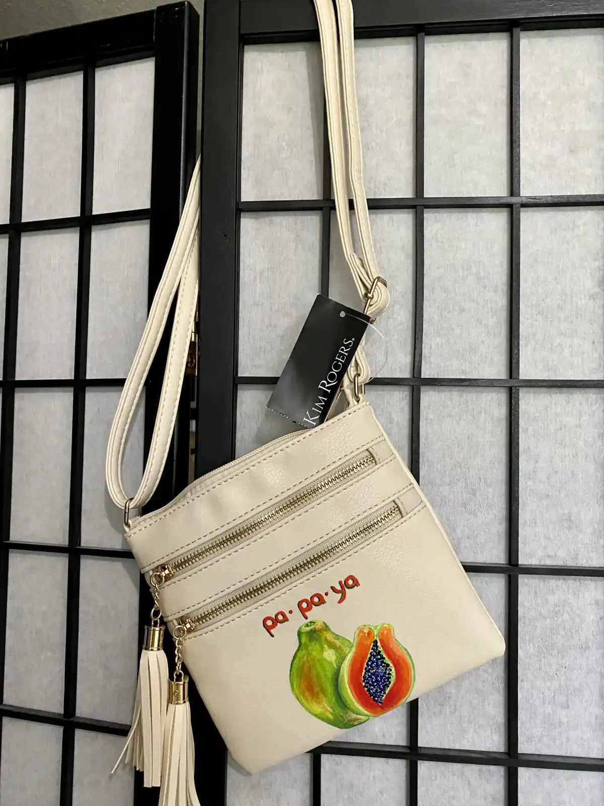Tropical painted purse: "Man.Go &amp;amp; Pa.Pa.Ya"