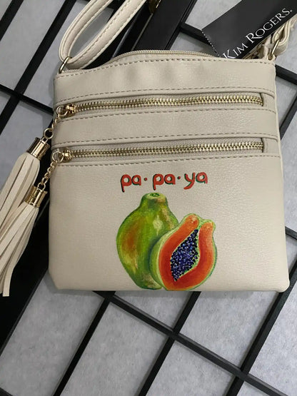 Tropical painted purse: "Man.Go &amp;amp; Pa.Pa.Ya"