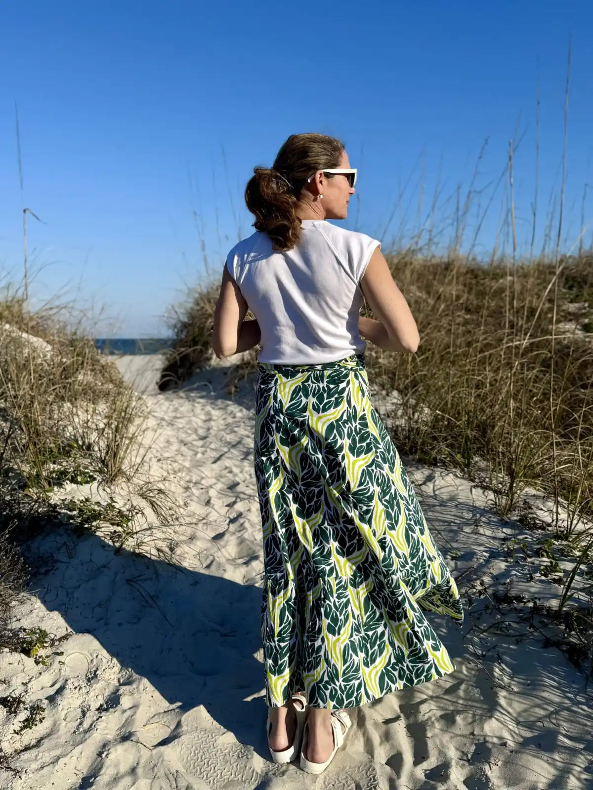 Chartreuse Snake Maxi Ruffle Wrap Skirt