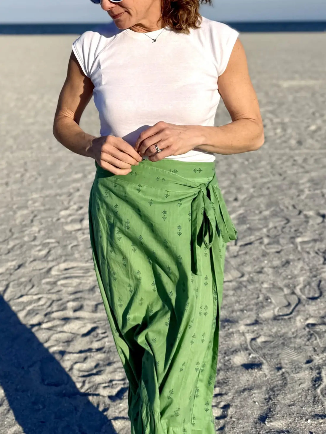 Green Staghorn Maxi Ruffle Wrap Skirt