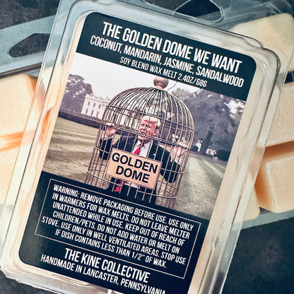 the-roof-is-on-fire-made-to-order-political-wax-melts-smoky-woodsy-fragrance-the-kine-collective