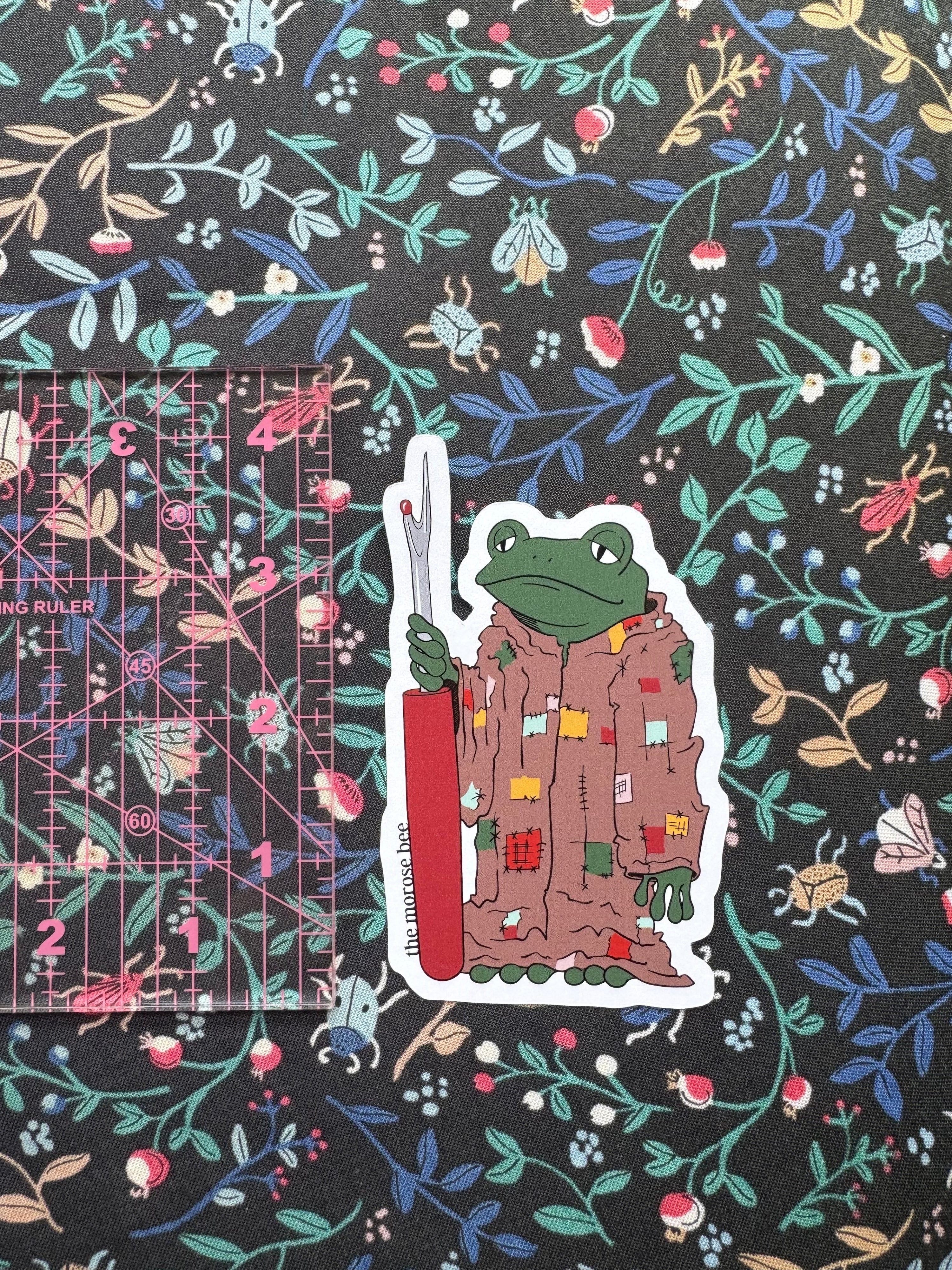No Regrets Fiber Art Frog Wizard Sticker