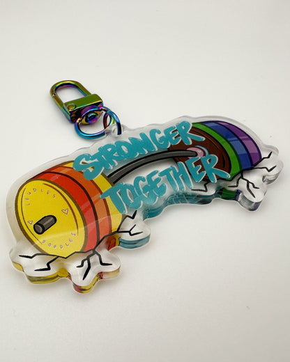 Stronger Together Barbell Acrylic Keychain