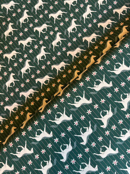 Fat Quarter Green Howdy Happy Homestead Organic Cotton Fabric