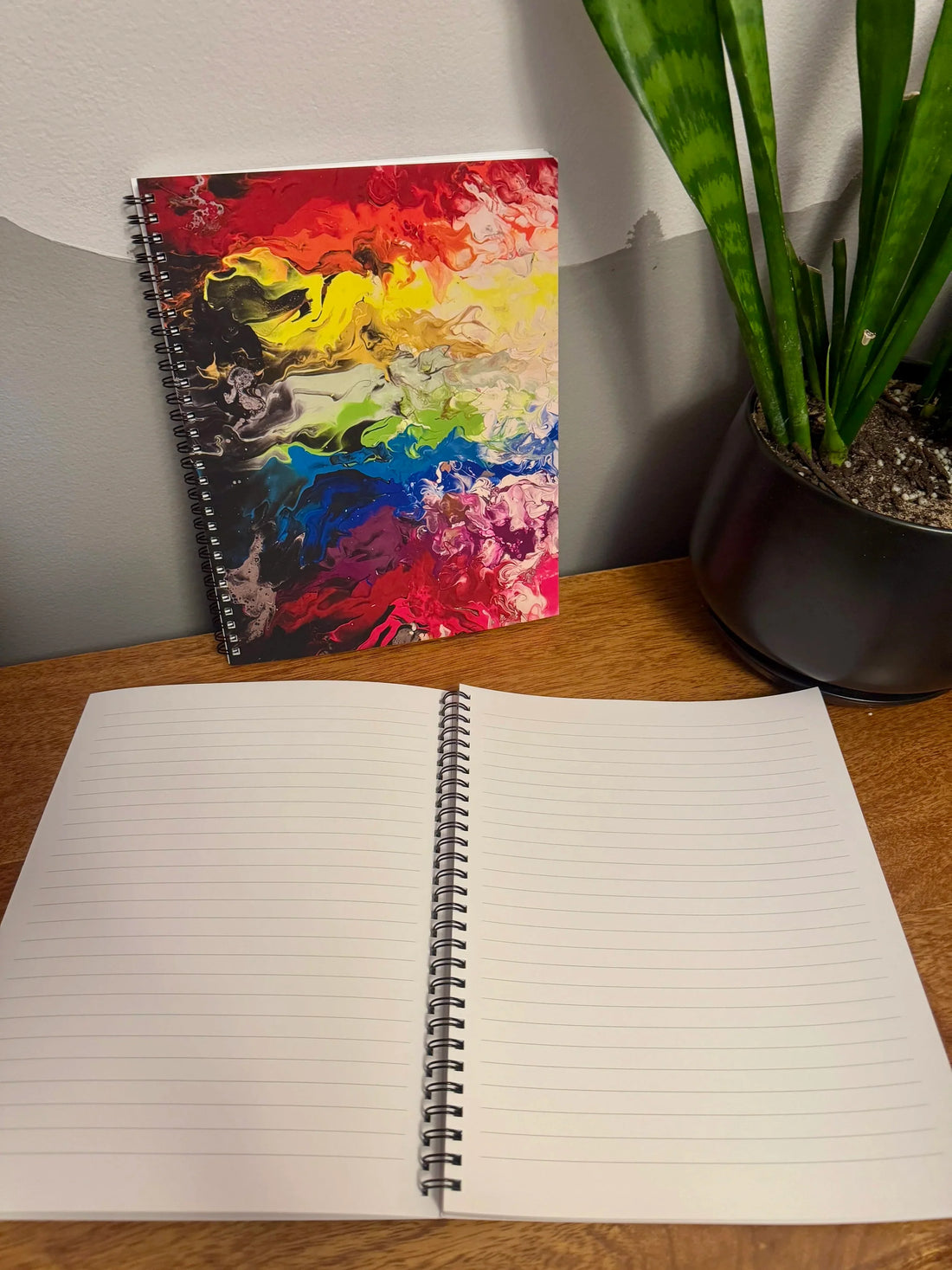 Fiery Rainbow Soft Touch Cover Spiral Journal -  8"x10"