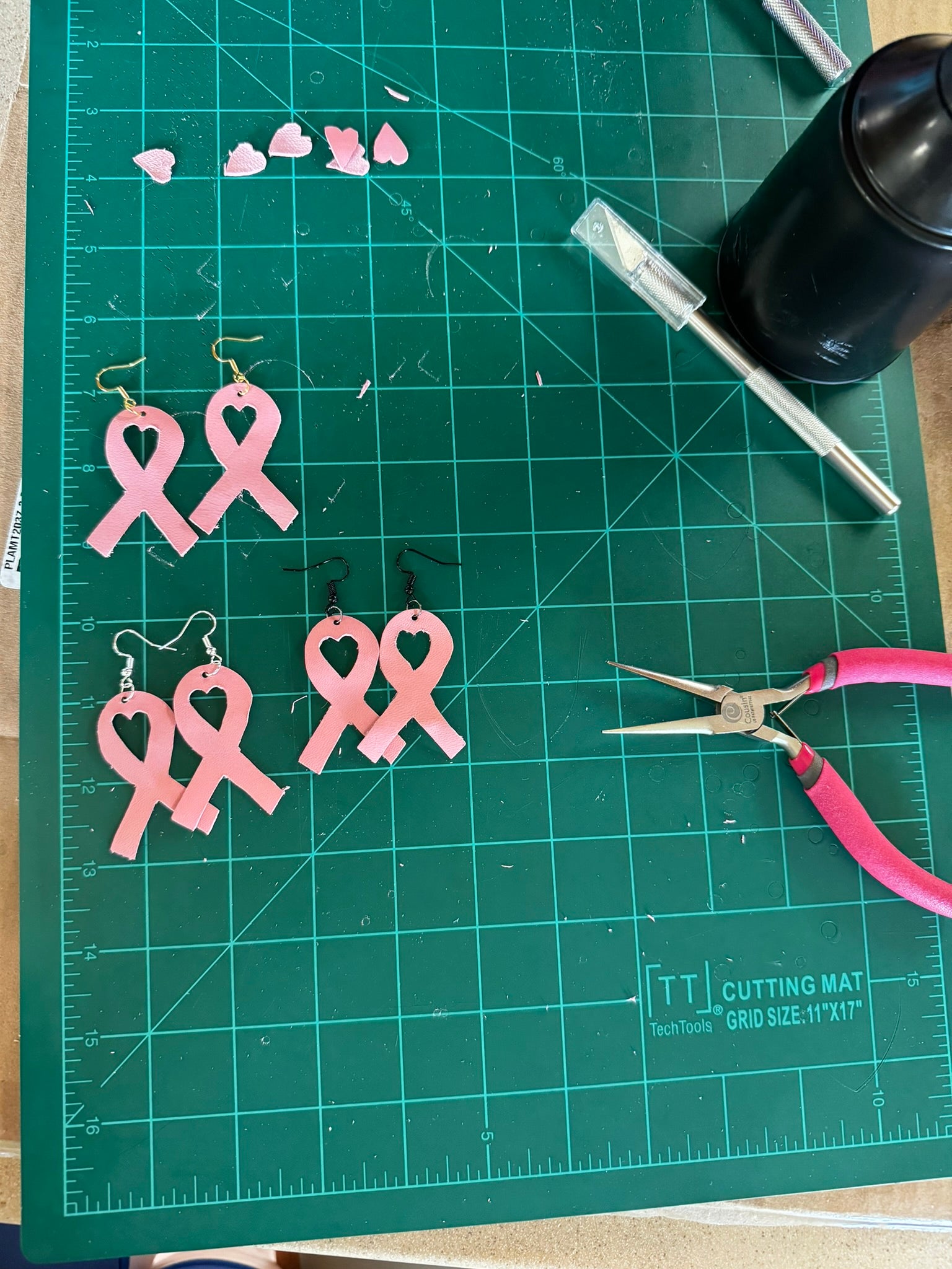 Breast Cancer Awareness Nickel Free Pink Ribbon Italian Leather Earrings