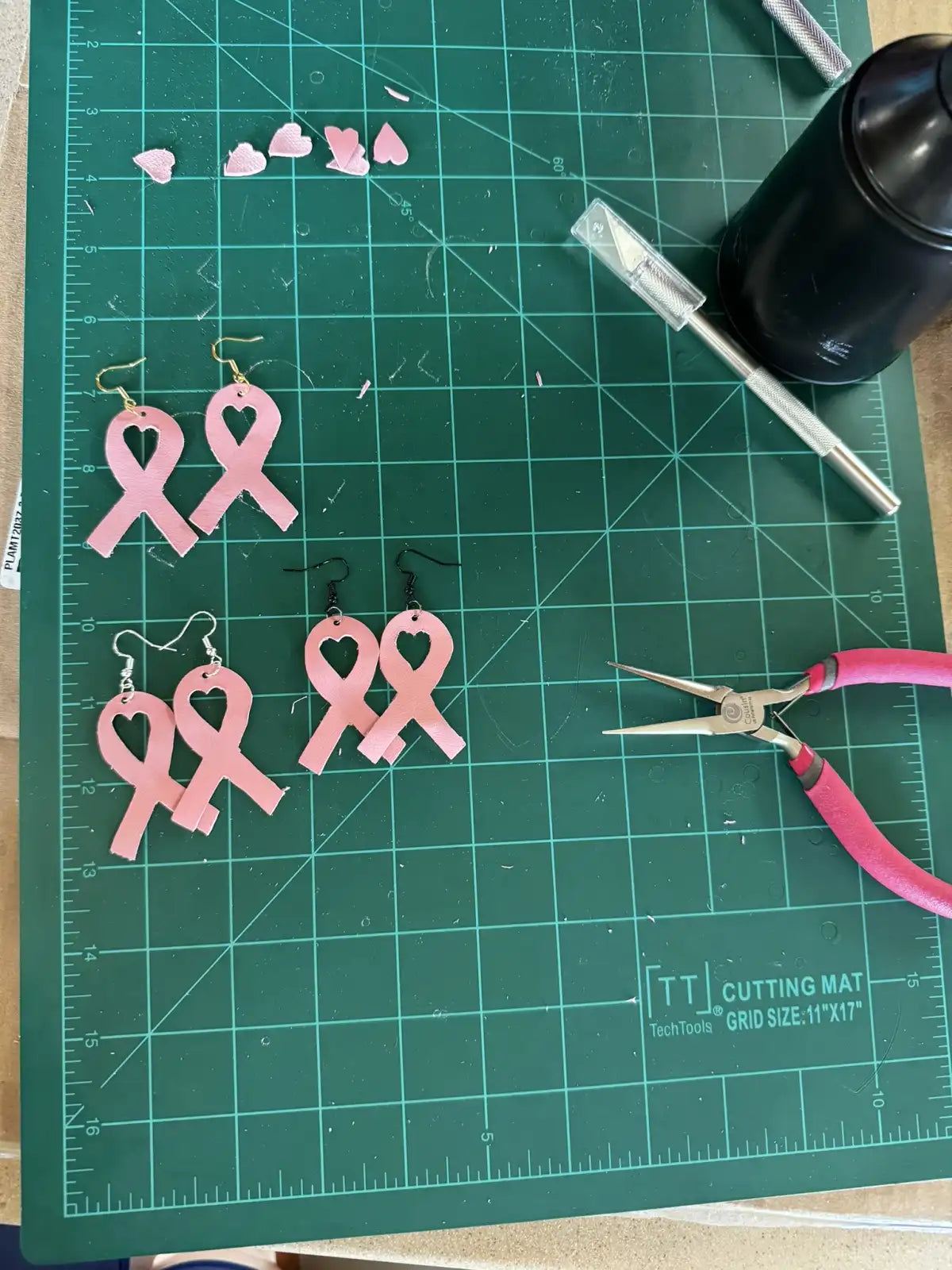 Breast Cancer Awareness Nickel Free Pink Ribbon Italian Leather Earrings