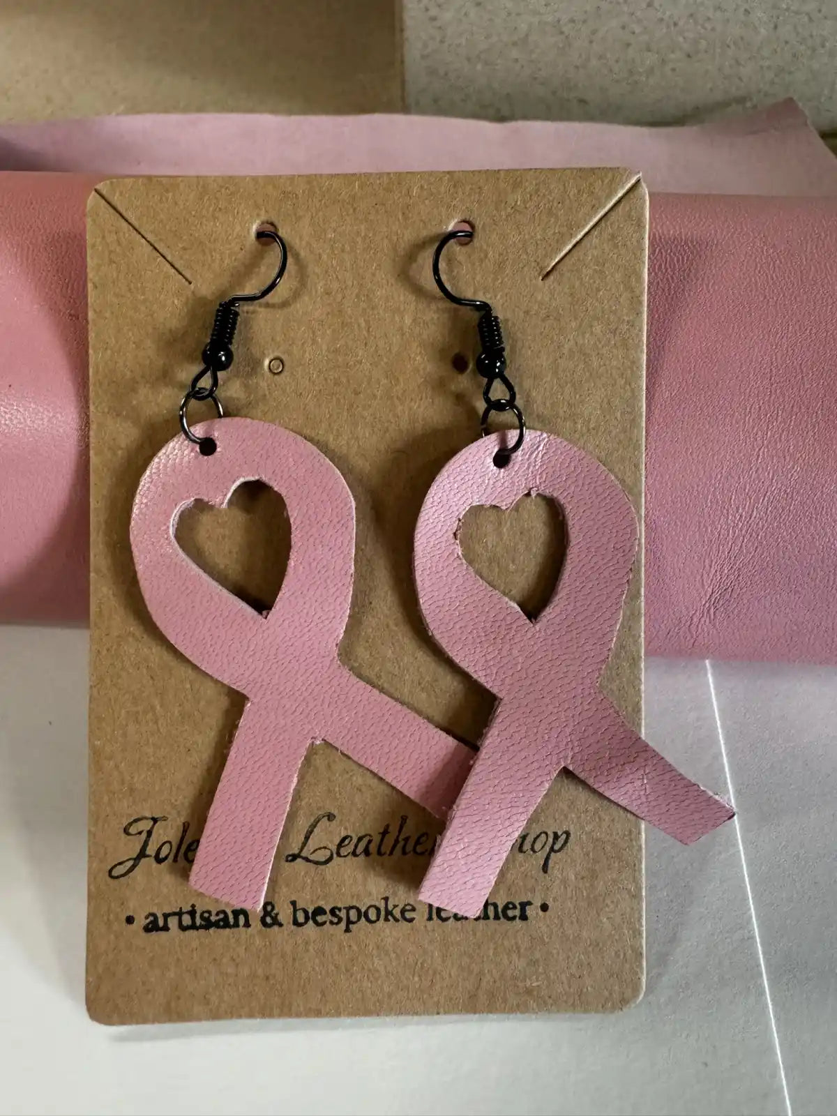 Breast Cancer Awareness Nickel Free Pink Ribbon Italian Leather Earrings