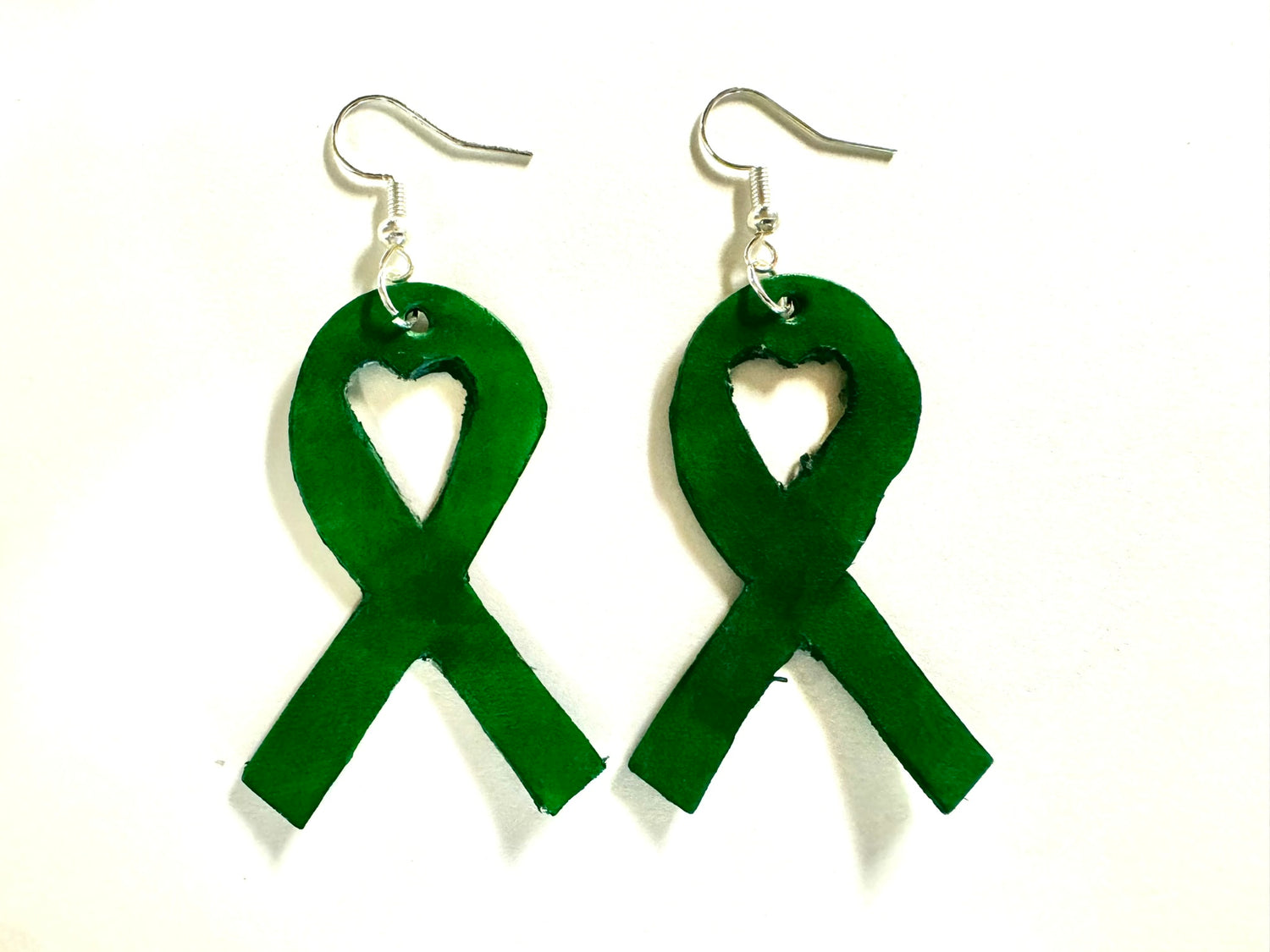 Mitochondrial Disease Awareness Nickel Free Green Ribbon Leather Earrings