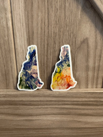 New Hampshire State Sticker - Rainbow - Cool Colors 3"x1.8"
