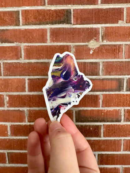 Maine State Shape Sticker - 3" Rainbow - Purple - Vinyl - Trans Pride - LGBTQ