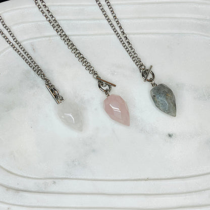 Silver Crystal Pendulum Necklace