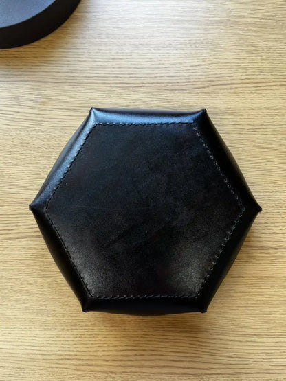 Round Padded Leather Valet Tray