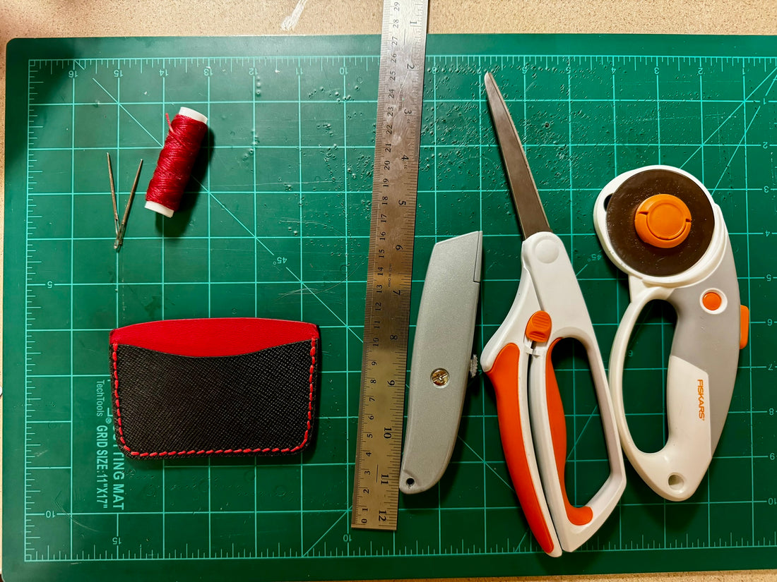 Designer Black and Red Italian Leather Luxury Hand Stitched Card Wallet
