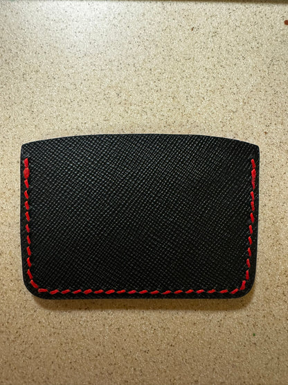 Designer Black and Red Italian Leather Luxury Hand Stitched Card Wallet