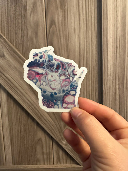 Wisconsin State Shape Sticker - Rainbow and Trans Pride 3"