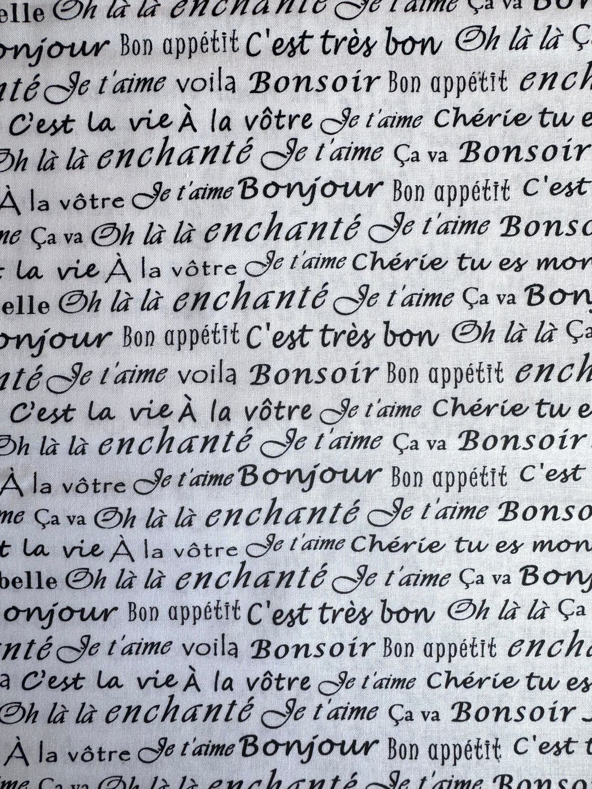 French Text Fabric 1/2 Yard