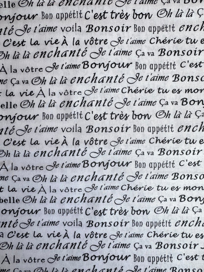 French Text Fabric 1/2 Yard